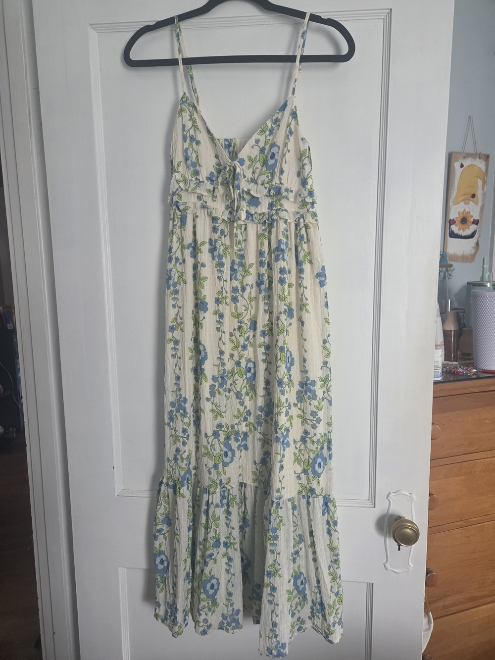 🆕️ Band Of The Free Cream Floral Maxi Dress with Blue & Green Print